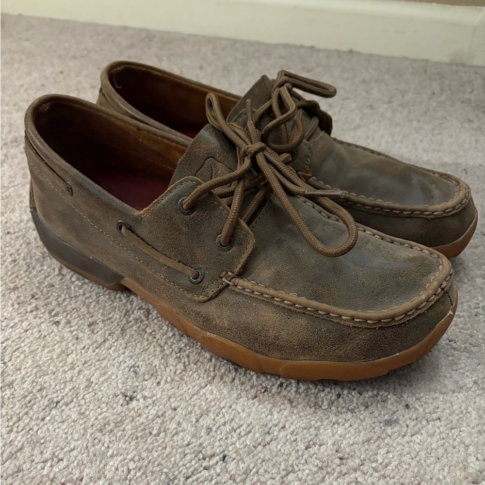 Twisted X Tan Leather Loafers with Red Insole